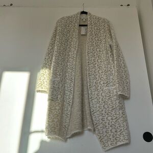 NWT Nine West Animal Print Cardigan - White with Gold Sparkly Stitching
